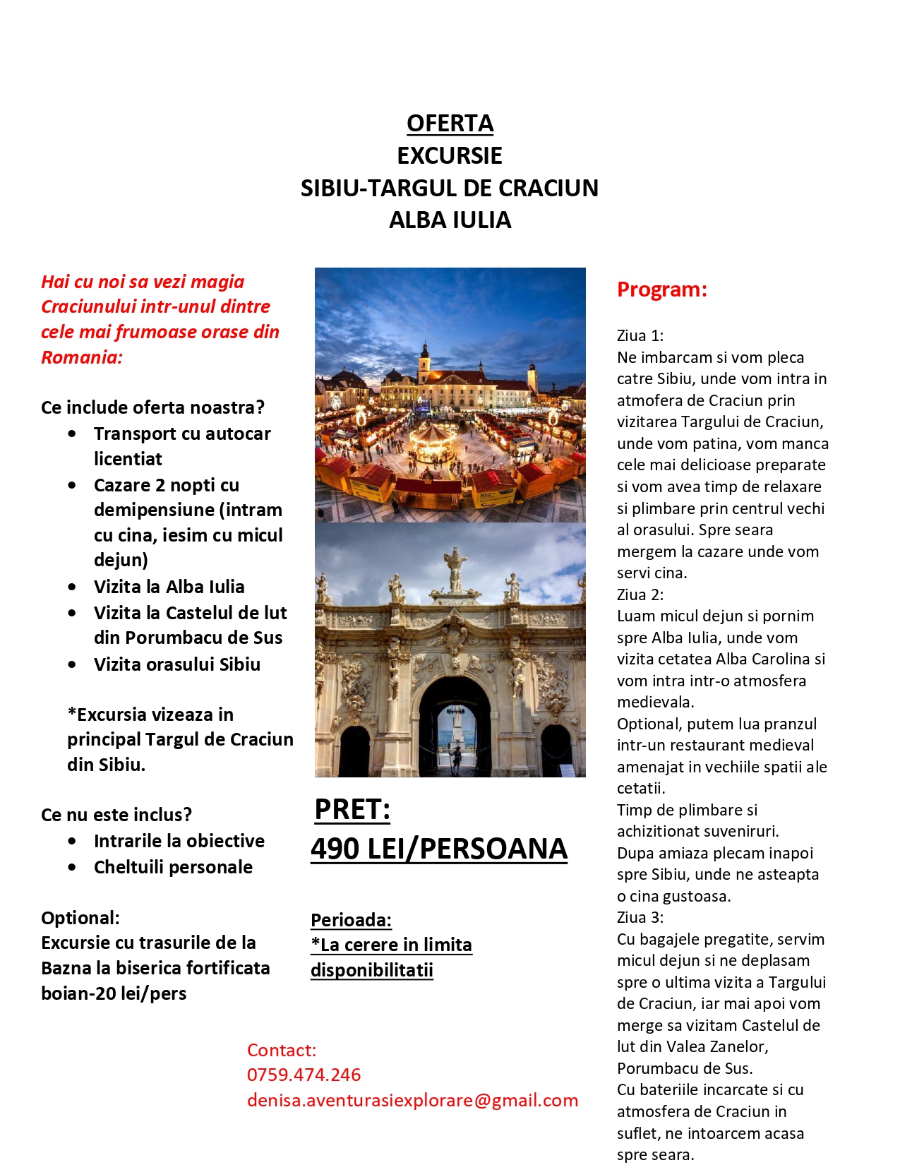 OFERTA EXCURSIE TARG DE CRACIUN